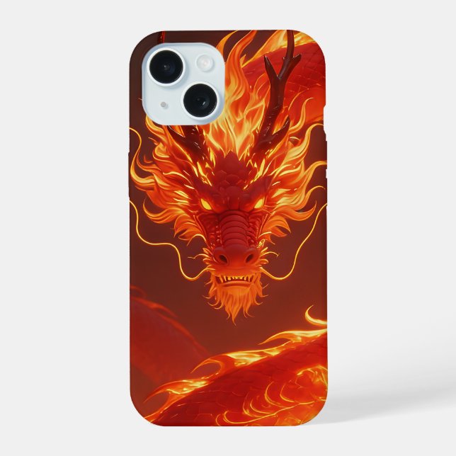 Coque iPhone 15 Dragon de Feu Ardente | Dragon Fantastique de Flam (Verso)
