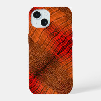 Coque iPhone 15 Dragon en Cuir Orange Lumineux