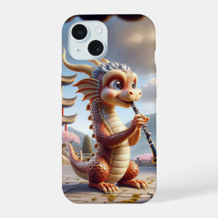 Coque iPhone 15 Dragon jouant coque iphone clarinette