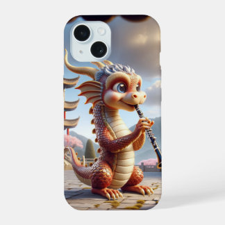 Coque iPhone 15 Dragon jouant coque iphone clarinette