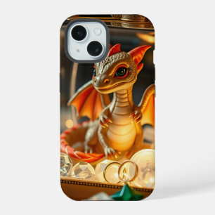 Coque iPhone 15 Dragon mignon dans une boîte à bijoux