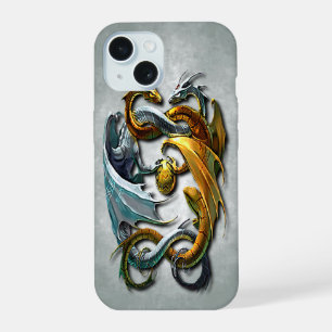 Coque iPhone 15 Dragons Celtiques Mythiques Art de Tatouage Fantas