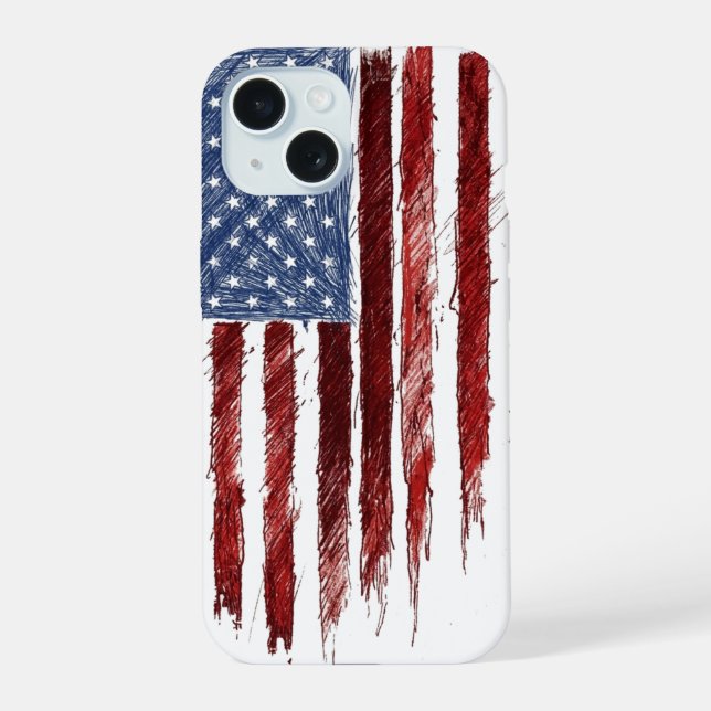 Coque iPhone 15 Drapeau américain (Verso)