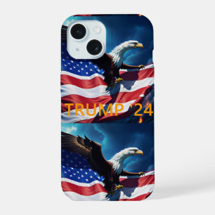 Coque iPhone 15 Drapeau Américain Aigle Américain TRUMP 2024