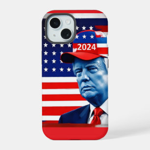 Coque iPhone 15 Drapeau américain Donald Trump 2024