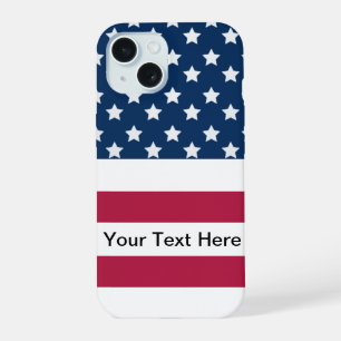 Coque iPhone 15 Drapeau américain étoiles et bandes