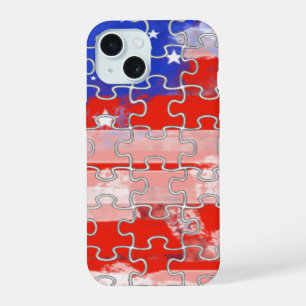 Coque iPhone 15 drapeau américain puzzle