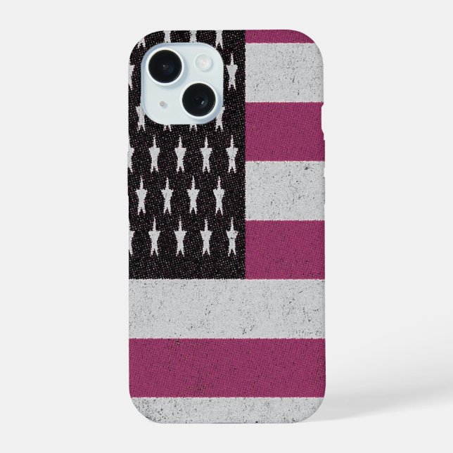 Coque iPhone 15 Drapeau américain rétro (Verso)