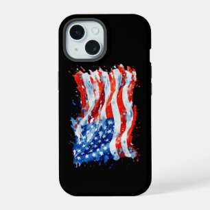 Coque iPhone 15 Drapeau américain USA Aquarelle 4 juillet
