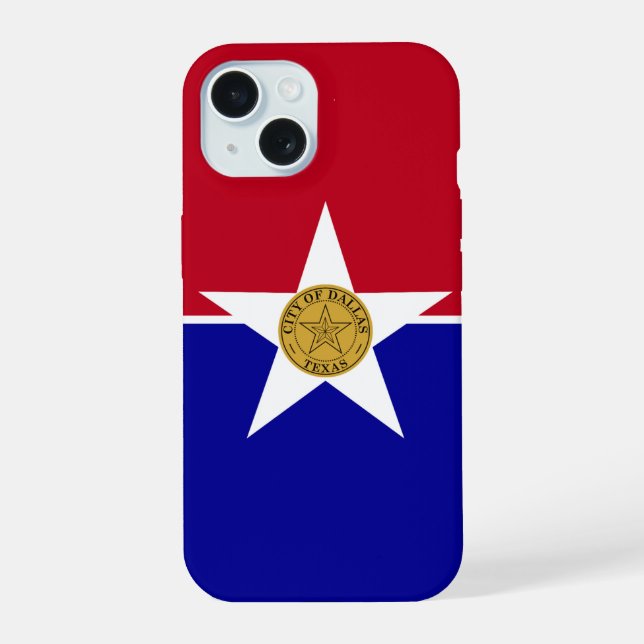Coque iPhone 15 Drapeau de Dallas, Texas (Verso)