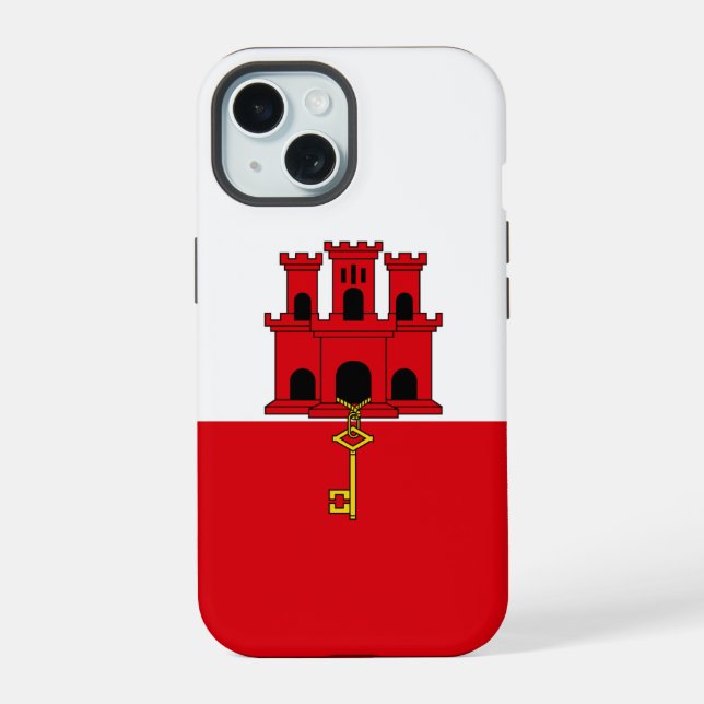 Coque iPhone 15 Drapeau de Gibraltar (Verso)