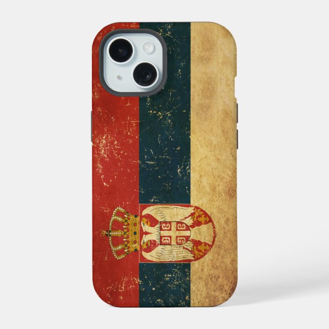 Coque iPhone 15 Drapeau de la Serbie (Verso)