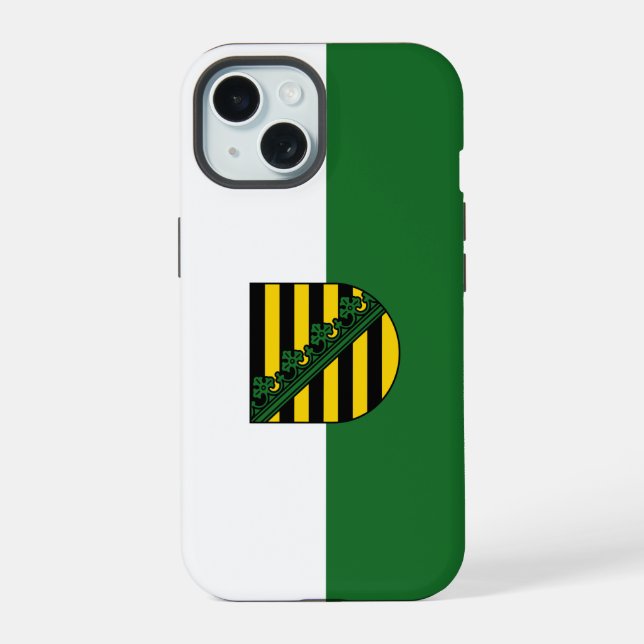 Coque iPhone 15 Drapeau de Saxe - Case-Mate  (Verso)