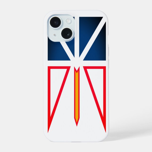 Coque iPhone 15 Drapeau de Terre-Neuve-et-Labrador (Verso)