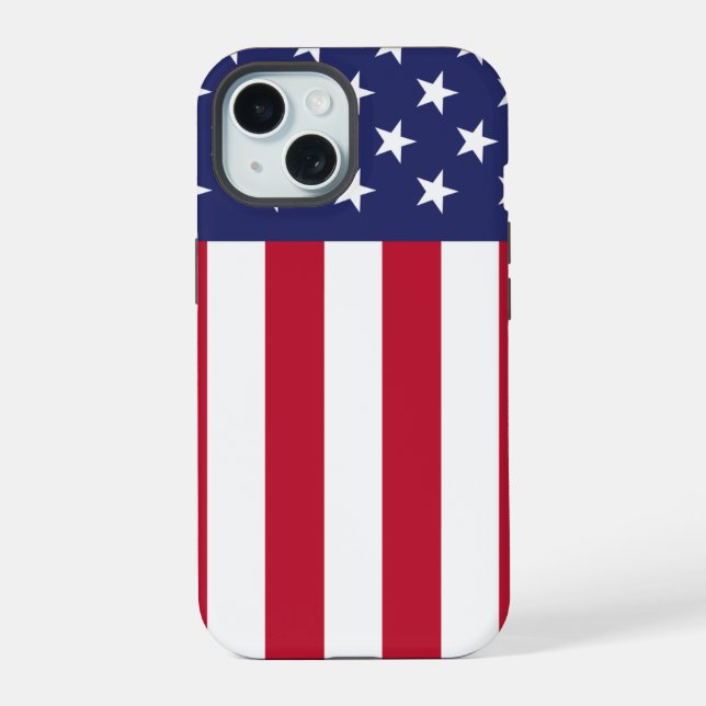 Coque iPhone 15 Drapeau des États-Unis d'Amérique (Verso)