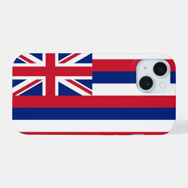 Coque iPhone 15 Drapeau d'Hawaï (Verso Horizontal)