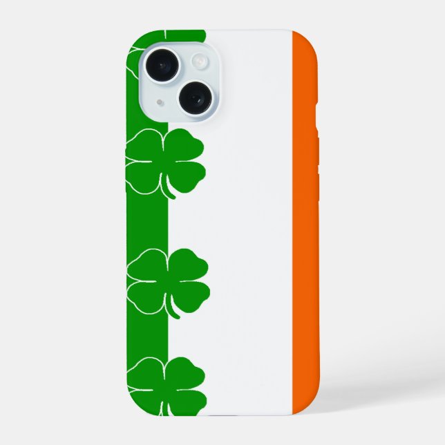 Coque iPhone 15 Drapeau trèfle [Fierté irlandaise] (Verso)