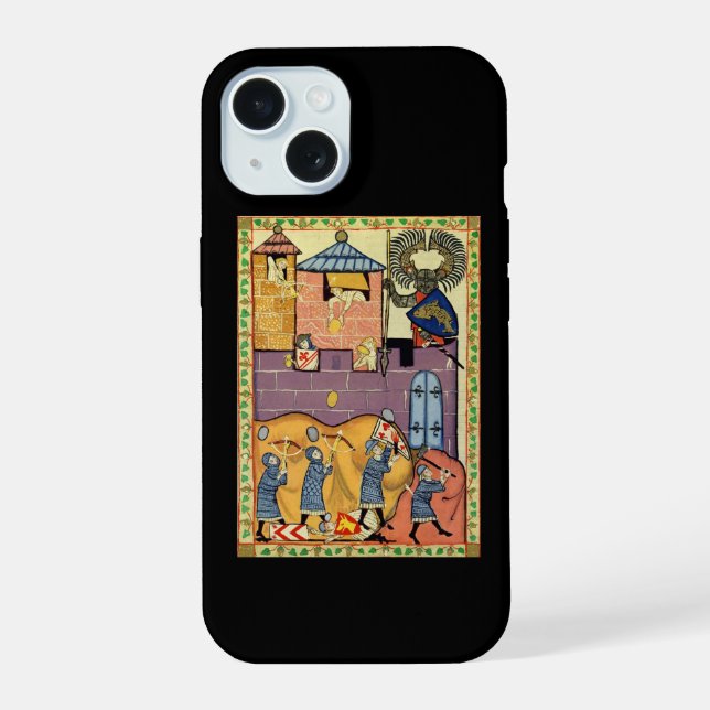 Coque iPhone 15 Dropping Rocks, Manesse de Codex du XIVe siècle (Verso)