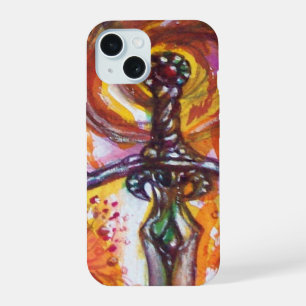 Coque iPhone 15 DURENDAL ÉPÉE ÉPIQUE Rouge Jaune Fantaisie