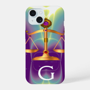 COQUE iPhone 15 ÉCHELLES D'OR DE LOI AVEC MONOGRAMME DE PIERRES PR