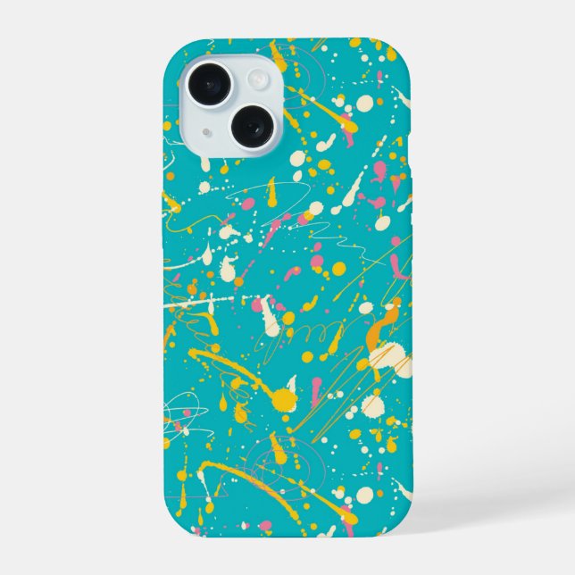 Coque iPhone 15 Éclaboussure de peinture abstraite (Verso)