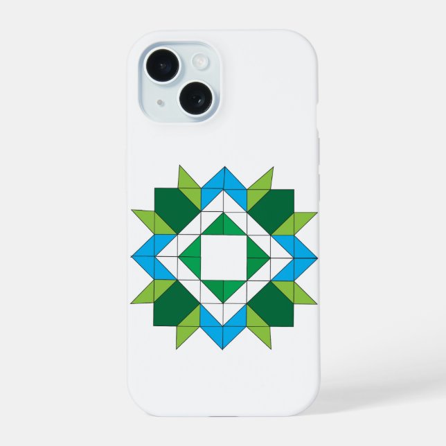 Coque iPhone 15 Écran de mosaïque étoile géométrique en patchwork  (Verso)