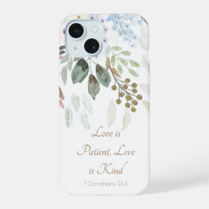 Coque iPhone 15 Ecriture moderne Aquarelle Floral Blanc