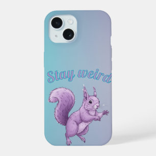 Coque iPhone 15 Écureuil Violet Dessin Animé Dégradé Pastel