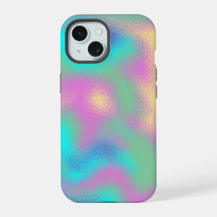 Coque iPhone 15 Effet d'huile métallique arc-en-ciel Unicorne