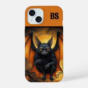 Coque iPhone 15 Éffrayante mignonne chauve-souris d'Halloween cach
