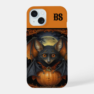 Coque iPhone 15 Éffrayante mignonne chauve-souris d'Halloween cach