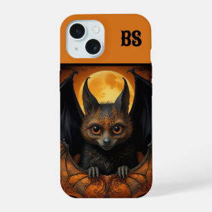 Coque iPhone 15 Éffrayante mignonne chauve-souris d'Halloween cach