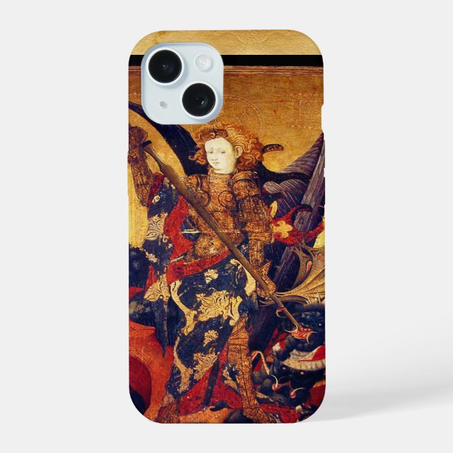 Coque iPhone 15 Église Saint-Michel-Vanquishing Devil as Medieval  (Verso)
