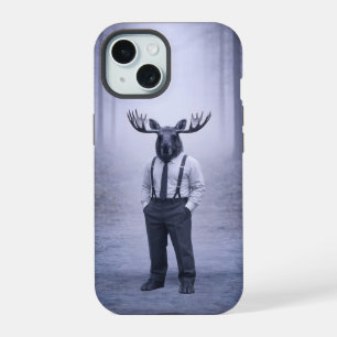 Coque iPhone 15 Élan aux bretelles classiques – Portrait de la for