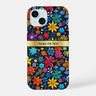 Coque iPhone 15 Elégance colorée arc-en-ciel : Modèle floral uniqu