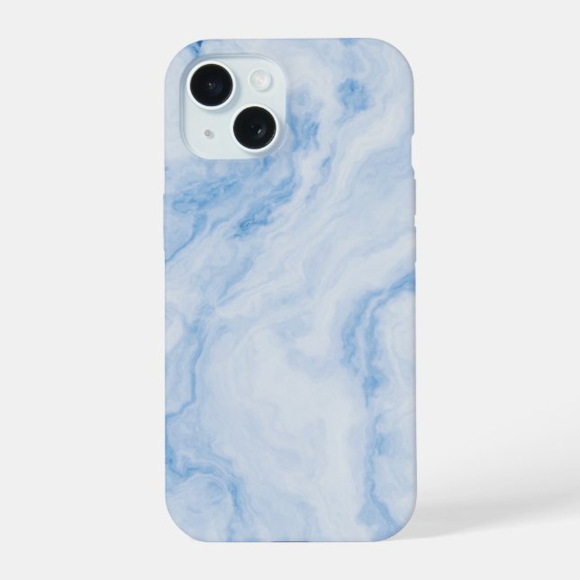 Coque iPhone 15  Elegant Blue Stone Marble Pattern (Verso)