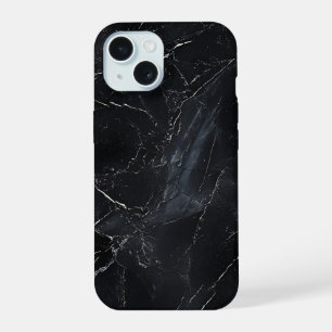 Coque iPhone 15 Élégant boîtier de téléphone en marbre noir