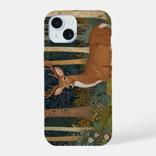 Coque iPhone 15 Élégant cerf rustique boho forêt verdure