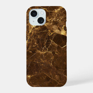 Coque iPhone 15 Élégant Étui de Téléphone en Marbre Marron Foncé