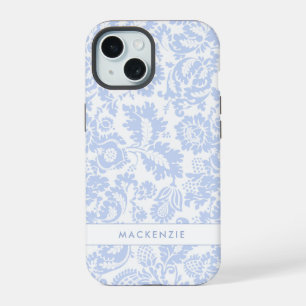 Coque iPhone 15 Élégant floral botanique bleu