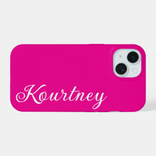 COQUE iPhone 15 ÉLÉGANT MODERNE CHIC NOM PERSONNALISÉ ROSE CHAUD