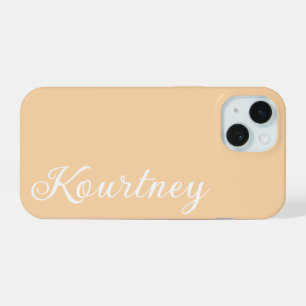 COQUE iPhone 15 ÉLÉGANT MODERNE ÉLÉGANT NOM PERSONNALISÉ BEIGE