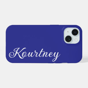 COQUE iPhone 15 ÉLÉGANT MODERNE ÉLÉGANT NOM PERSONNALISÉ BLEU FONC