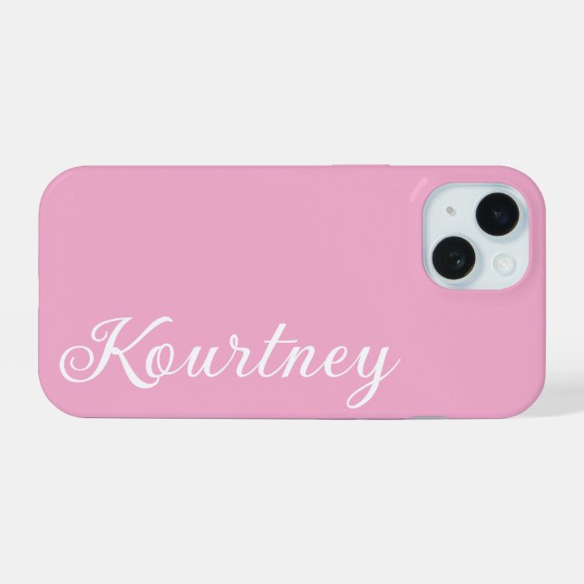 COQUE iPhone 15 ÉLÉGANT MODERNE ÉLÉGANT NOM PERSONNALISÉ LÉGER ROS (Verso Horizontal)