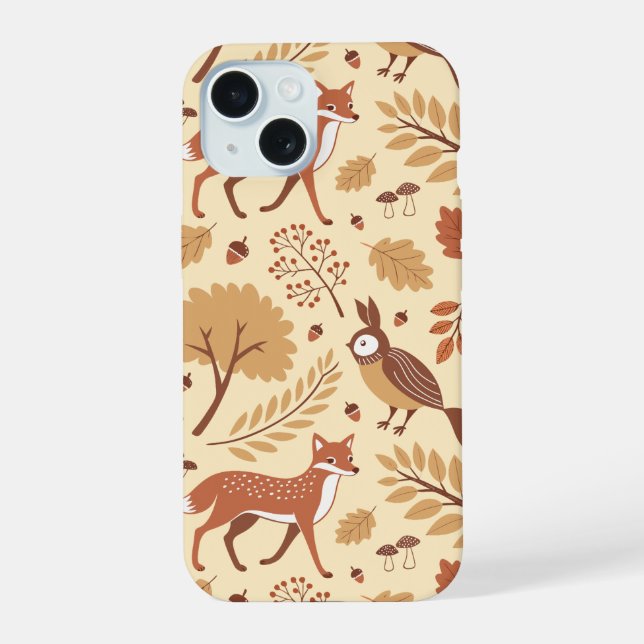 Coque iPhone 15 Élégant Motif d'automne scandinave (Verso)