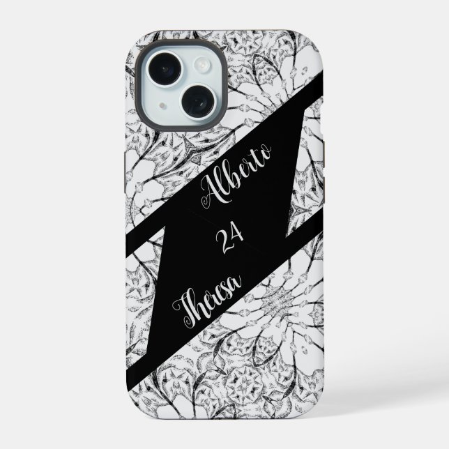 Coque iPhone 15 Élégant Script Sa Mariée Groom Mariage Fête (Verso)