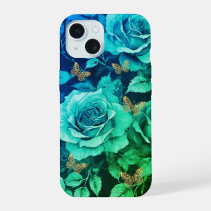 Coque iPhone 15 Élégant Vintage Fairytale Roses et papillons