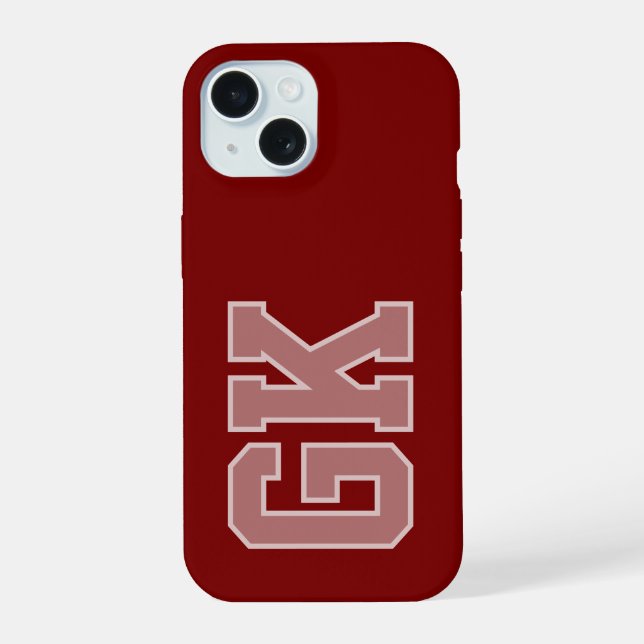 Coque iPhone 15 Élégantes Initiales Monogramme Blanc Bourgogne Mod (Verso)
