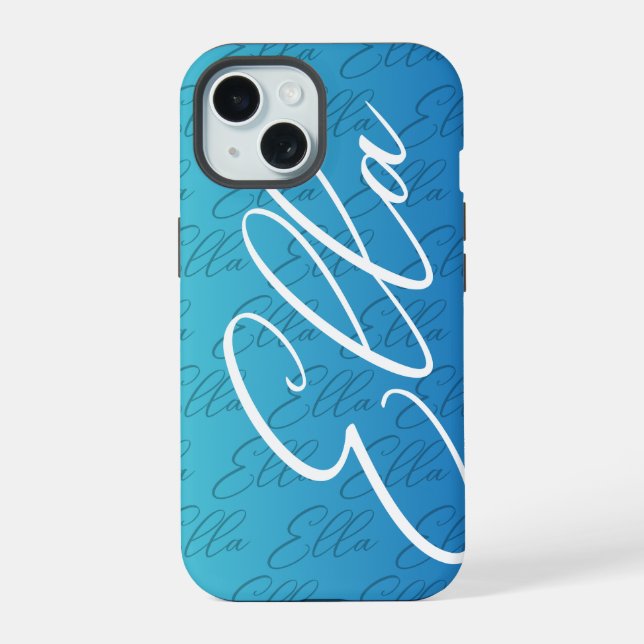 Coque iPhone 15 Ella Répétition Nom Motif Design (Verso)