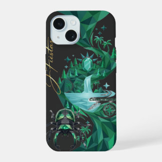 Coque iPhone 15 “Emerald Island Beetle – Nature Art